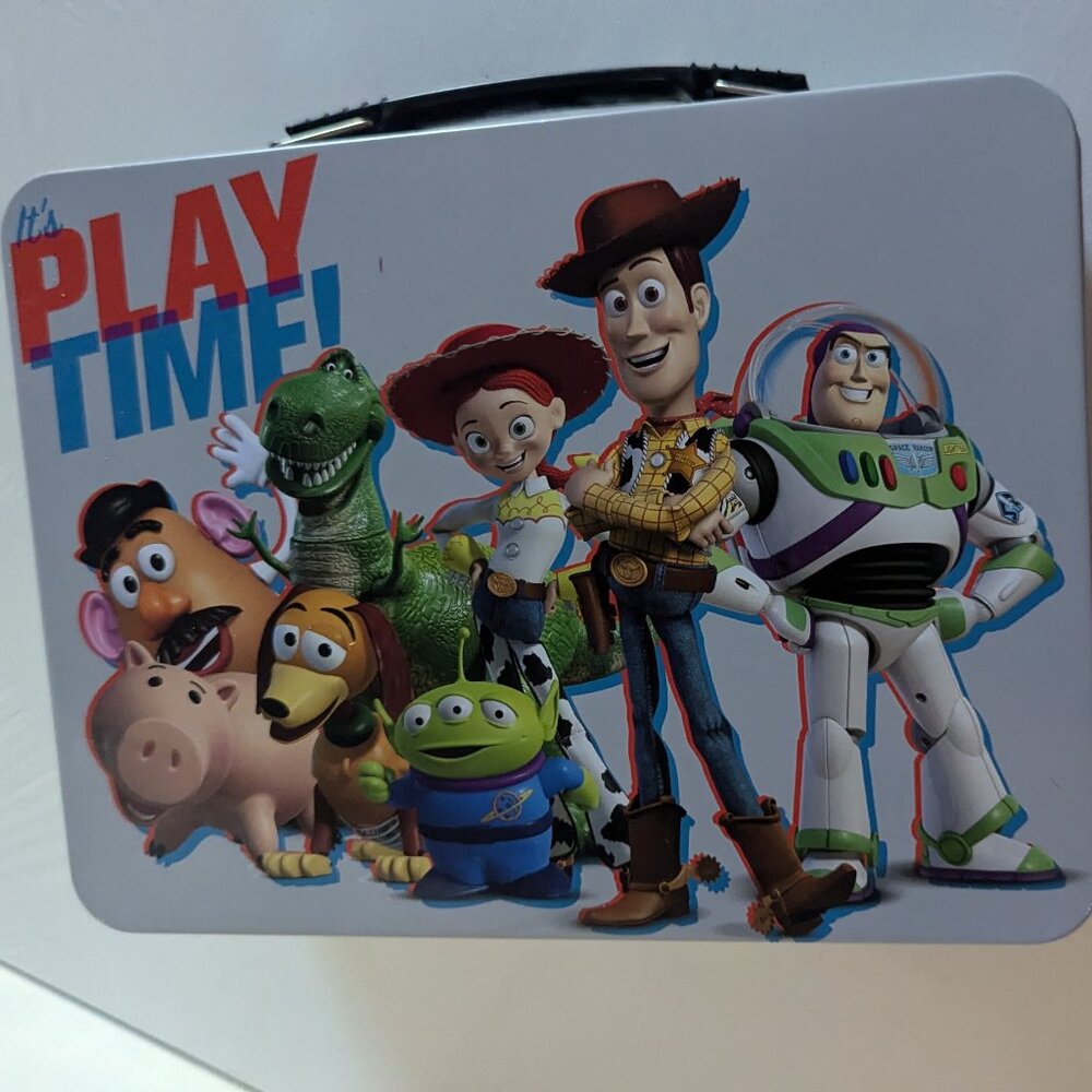 NWT Disney "It’s Play Time" Toy Story 4 Film Tin Tote Metal Lunch Box Xmas Gift